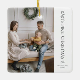Baby första julfamiljens fotopaké julgransprydnad keramik