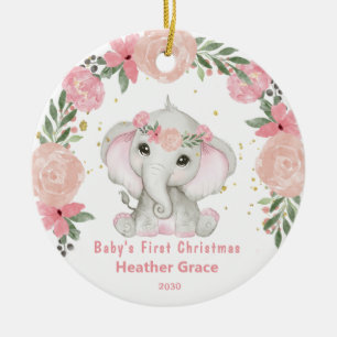 Baby Första julflickorna Elephant Personlig Julgransprydnad Keramik