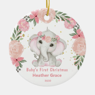Baby Första julflickorna Elephant Personlig Julgransprydnad Keramik