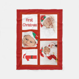 Baby Första julfotfoto Fleece Blanket