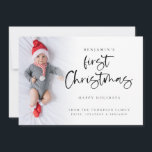 Baby Första julfoto 2026 Kalender Julkort<br><div class="desc">Baby: Första julfoto 2026 Kalender. Tillgänglig digitalt och utskriven. Trevligt att fira din baby första jul. Ett lekfullt skript för första jul och resten av texten är lätt att anpassa. Byt ut exempelfotot mot ett eget. Ett övertäckt övertäckt lagrar ligger ovanpå fotot så det tonas ut när det når mitten...</div>
