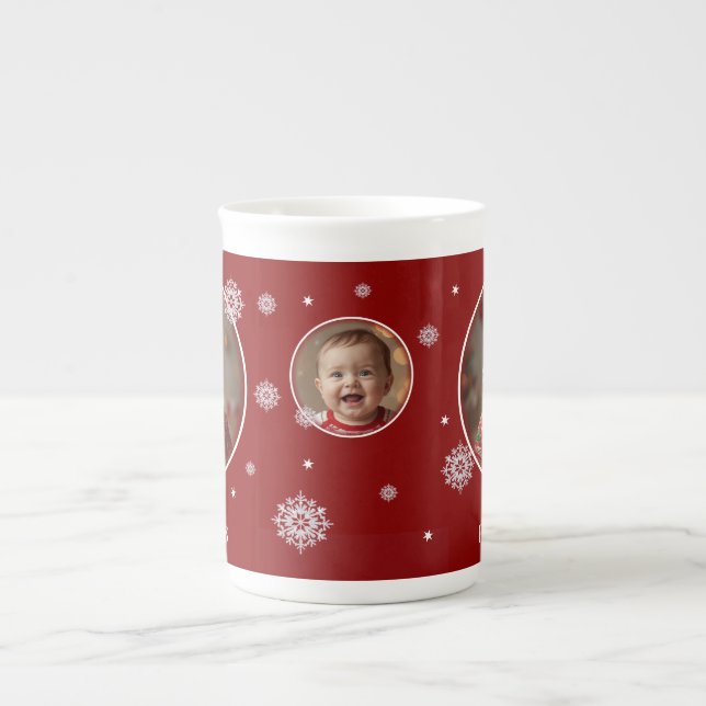 Baby Första julfoto Benporslin Mugg (Framsidan)