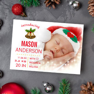 Baby Första julfoto Birth Announcement Meddelande