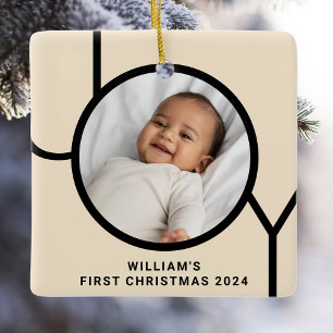Baby Första julfoto Cream Julgransprydnad Keramik