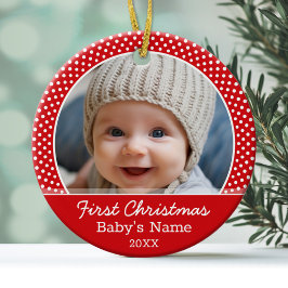 Baby första julfoto - enkelsidig julgransprydnad keramik