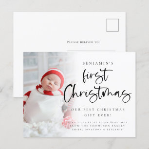 Baby: Första julfoto - födelsemeddelande Helg Vykort