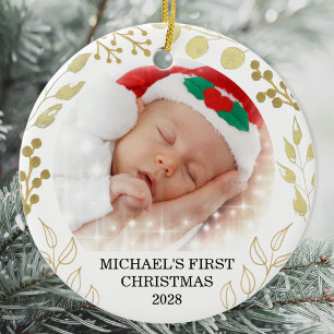 Baby Första julfoto Julgransprydnad Keramik