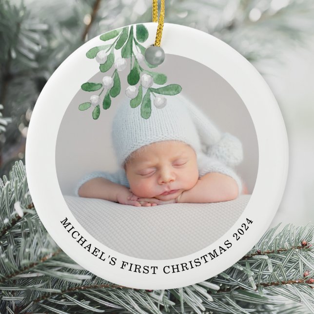 Baby Första julfoto Julgransprydnad Keramik (Skapare uppladdad)