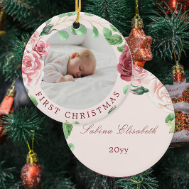 Baby första julfoto julgransprydnad keramik