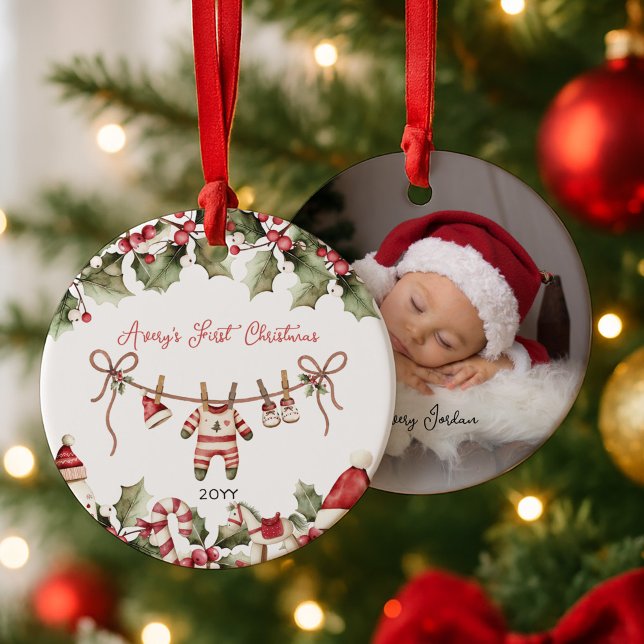 Baby Första julfoto Julgransprydnad Keramik (Skapare uppladdad)