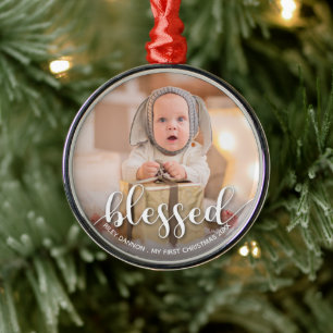 Baby Första julfoto Julgransprydnad Metall