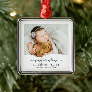 Baby Första julfoto Julgransprydnad Metall