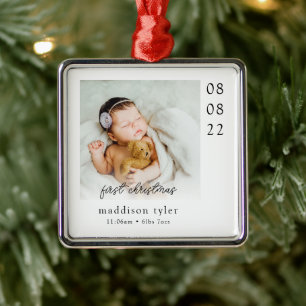 Baby Första julfoto Julgransprydnad Metall