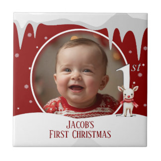 Baby Första julfoto Kakelplatta
