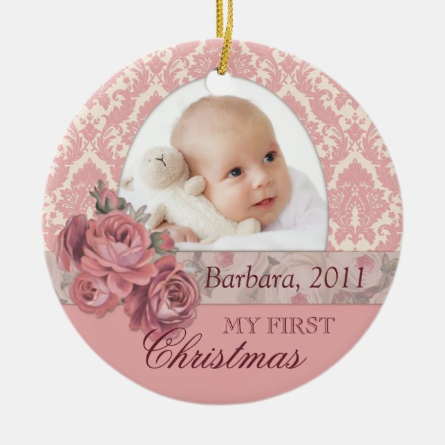 Baby Första julfoto Ornament Personlig (Framsidan)
