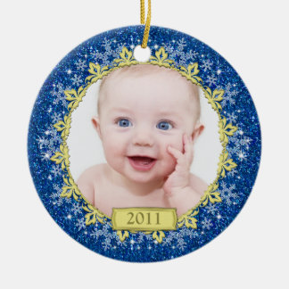 Baby Första julfoto Ornament - Snöflingor
