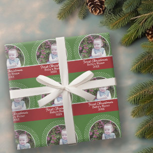 Baby Första julfoto - Röd och Grönt Presentpapper
