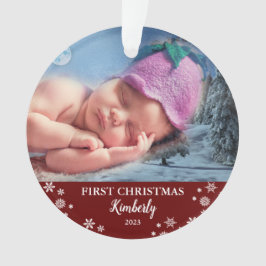Baby första julfoto snöflingor