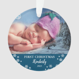 Baby första julfoto snöflingor