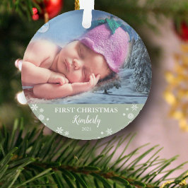 Baby första julfoto snöflingor
