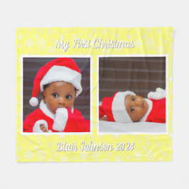 Baby Första julfoto Snöflingor Bla Fleecefilt