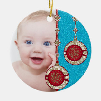 Baby första julfotomall julgransprydnad keramik