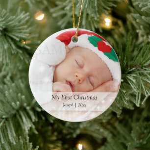 Baby första julfotopall för Personlig Julgransprydnad Keramik