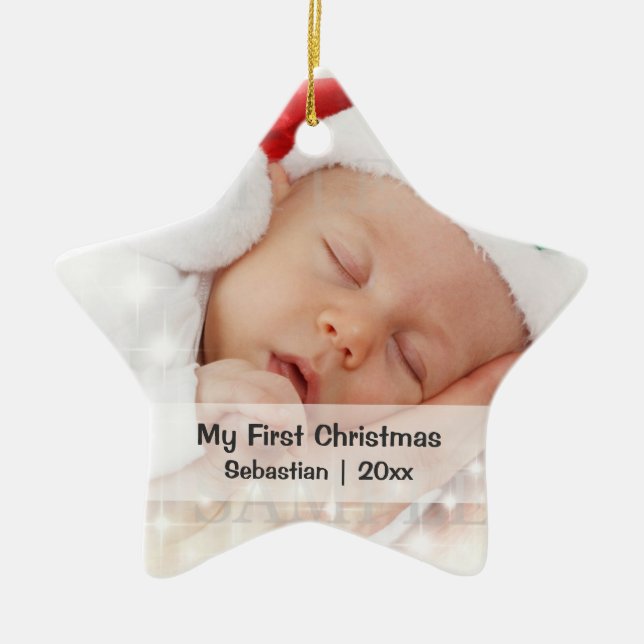 Baby första julfotopall för Personlig Julgransprydnad Keramik (Framsidan)