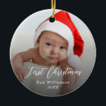 Baby första julfotopapper för Anpassningsbar Julgransprydnad Keramik<br><div class="desc">Baby första julfotopapper för Anpassningsbar</div>