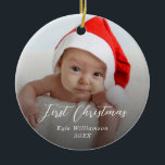 Baby första julfotopapper för Anpassningsbar Julgransprydnad Keramik<br><div class="desc">Baby första julfotopapper för Anpassningsbar</div>
