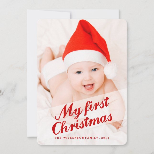 Baby första julfotoport för Helgdag Julkort (Framsida)