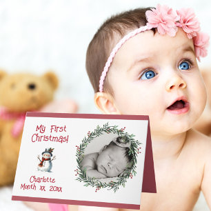 Baby första julfotoport med Namn Inbjudan