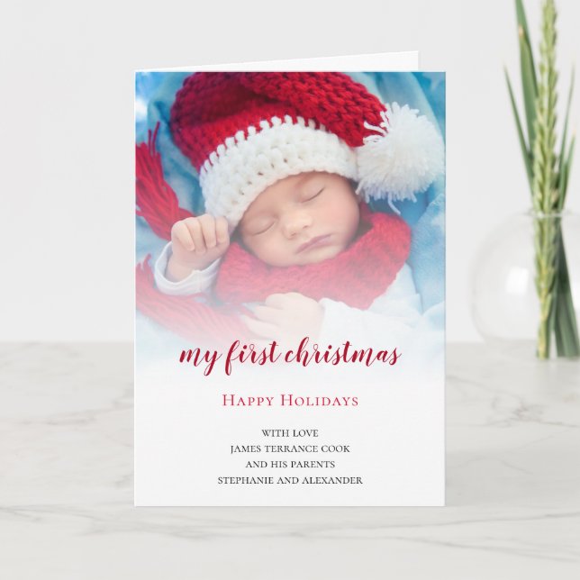 Baby första julfotoutlägg helgkort (Framsida)