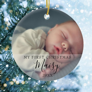 Baby Första julfotoutskript Julgransprydnad Keramik