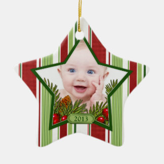 Baby Första julfotto Julafton Rand Star Julgransprydnad Keramik