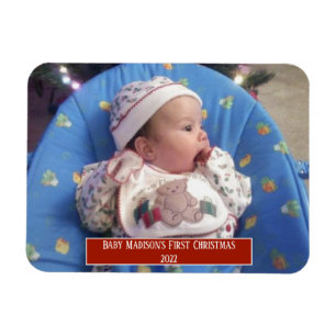 Baby Första julfotto Personlig Magnet