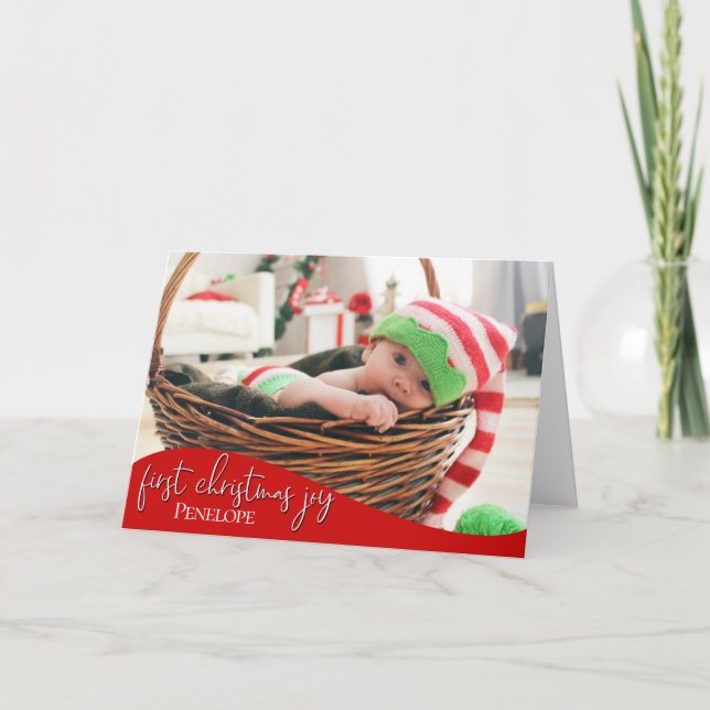 Baby Första julglädjen - DIN BABY PHOTO Kort (Framsida)