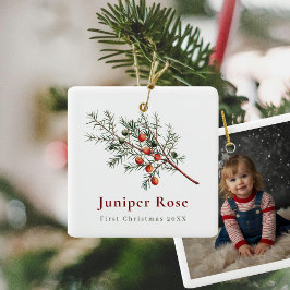Baby första julgrå med foto julgransprydnad keramik