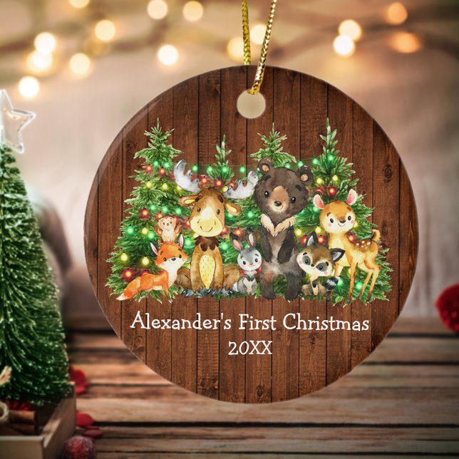 Baby Första julgranen Animals Träd Ljus Julgransprydnad Keramik (Customize with name and year.)