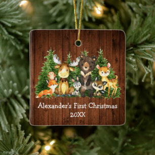 Baby Första julgransdjuren Rustic Julgransprydnad Keramik