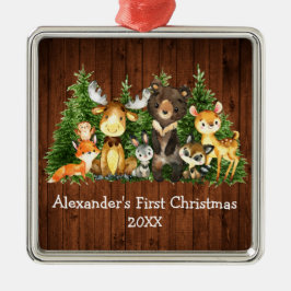 Baby Första julgransdjuren Rustic Julgransprydnad Metall
