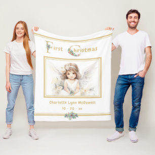 Baby Första julhelgen Angel Guld Vit jul Fleecefilt