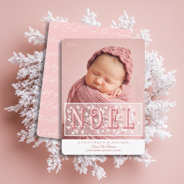 Baby första julhelgen Elegant Photo jul Kort (Shown on a 5" x 7" card with rounded corners)