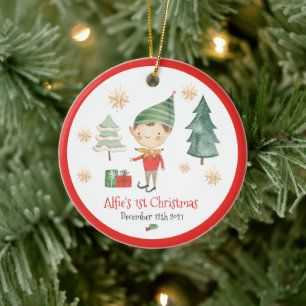 Baby Första julhelgen Elf Snowflake Traditional R Julgransprydnad Keramik