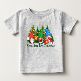 Baby Första juljul Gnomes Ljus Grått T Shirt