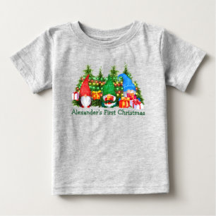 Baby Första juljul Gnomes Ljus Grått T Shirt