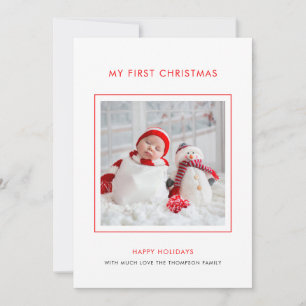 Baby första julklapp för minimalistkort för fotopa julkort