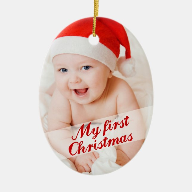 Baby Första julklapp, Helgdag Photo Julgransprydnad Keramik (Framsidan)