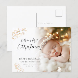Baby första julklapp Löv Photo Helg Vykort