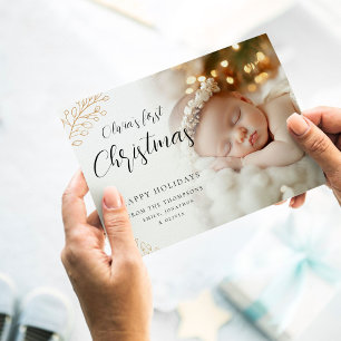 Baby första julklapp Löv Photo Julkort